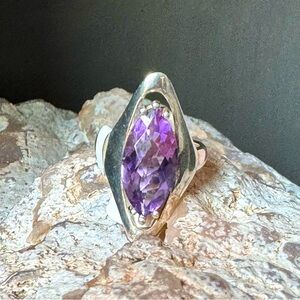 Faceted Marquis Amethyst Ring